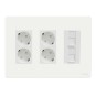 Kit puesto de trabajo superficie 3 filas 4 schukos y 2 RJ45 blanco New Unica System+