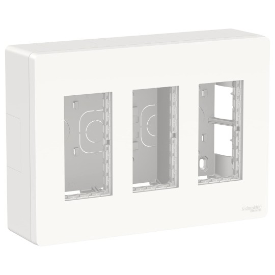 Kit puesto de trabajo superficie 3 filas 4 schukos y 2 RJ45 blanco New Unica System+