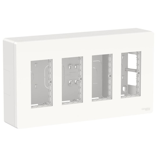 Kit puesto de trabajo superficie 4 filas 6 schukos y 2 RJ45 blanco New Unica System+