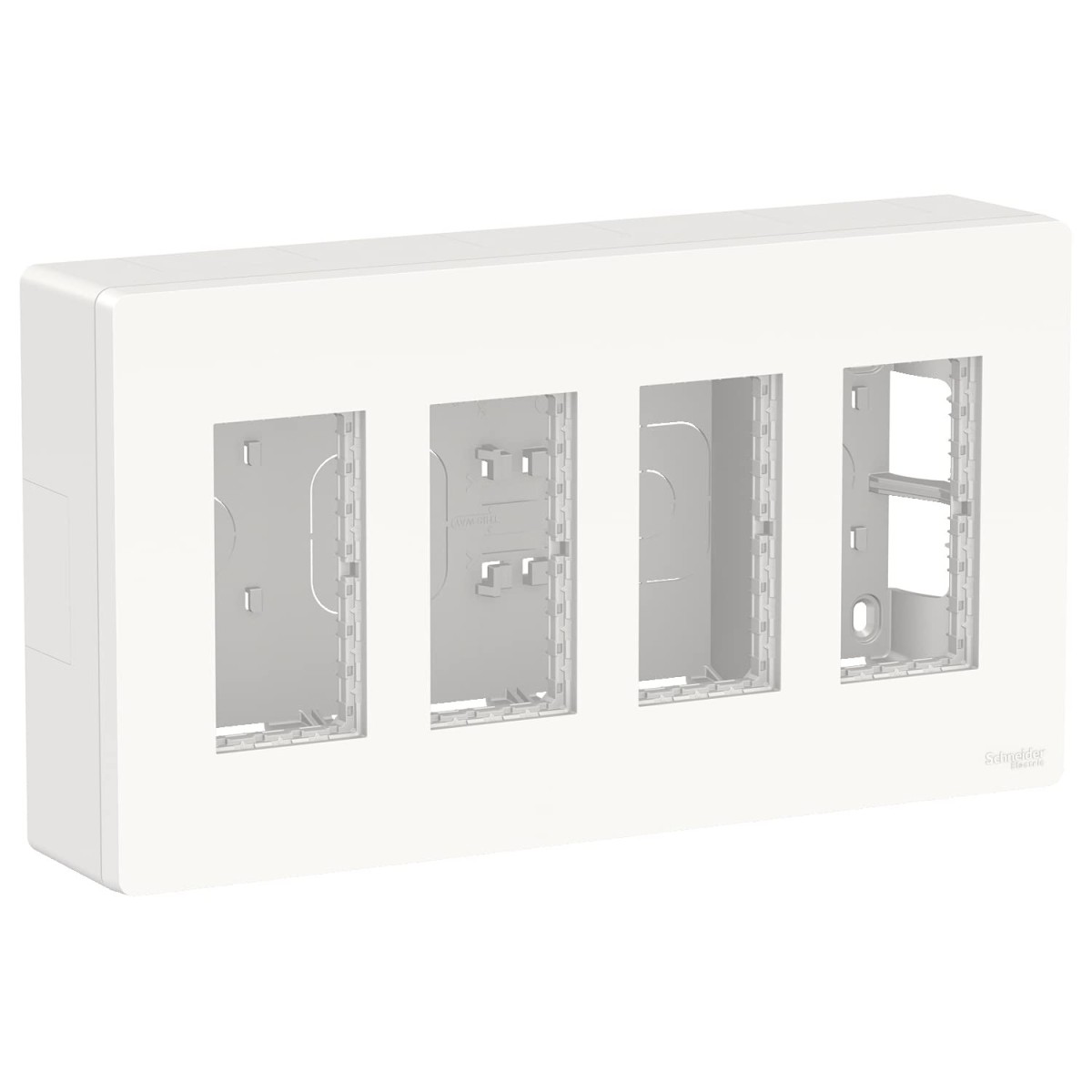 Kit puesto de trabajo superficie 4 filas 6 schukos y 2 RJ45 blanco New Unica System+