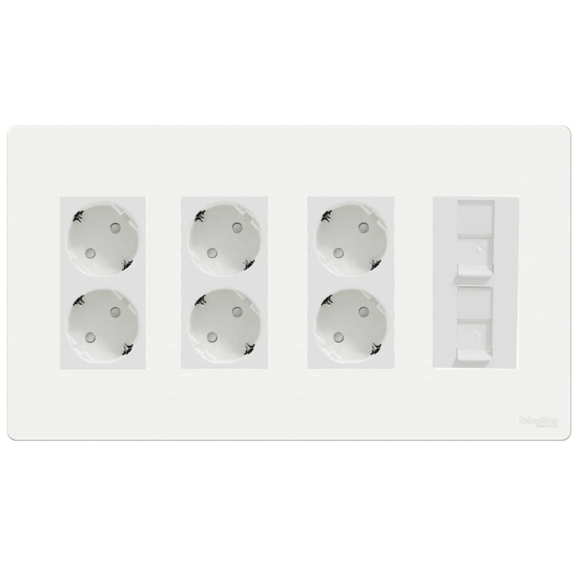 Kit puesto de trabajo superficie 4 filas 6 schukos y 2 RJ45 blanco New Unica System+