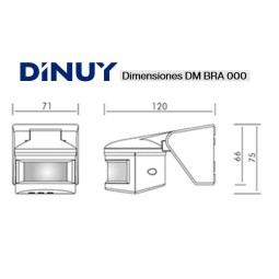 Detector movimiento DM SUP 000 pared 180º 230V 12 metros Dinuy