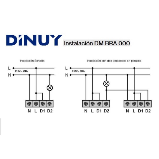 Detector movimiento DM SUP 000 pared 180º 230V 12 metros Dinuy