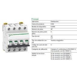 Magnetotermico 4P 16A Curva C 6KA Schneider Electric