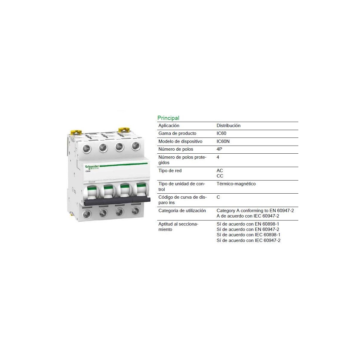 Magnetotermico 4P 20Amp Curva C 6KA Schneider Electric A9F79420