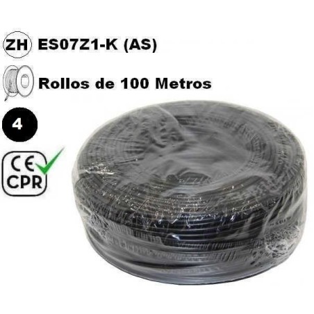 Cable flexible 1x2.5mm2 negro libre halogenos 750v CE CPR 100 Metros