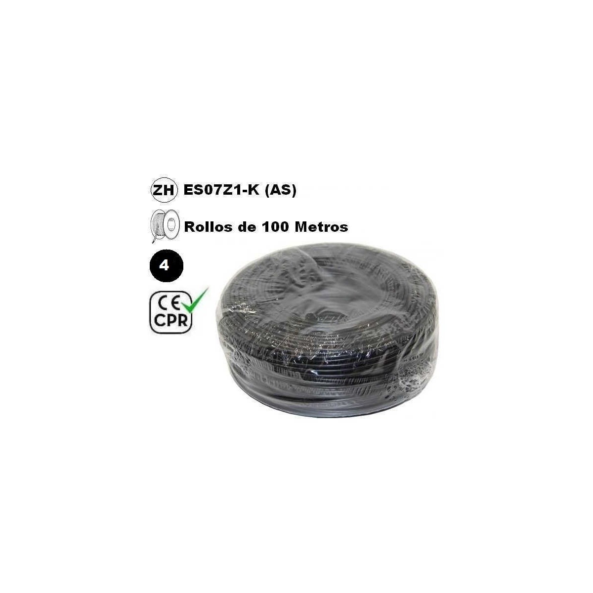 Cable flexible 1x2.5mm2 negro libre halogenos 750v CE CPR 100 Metros