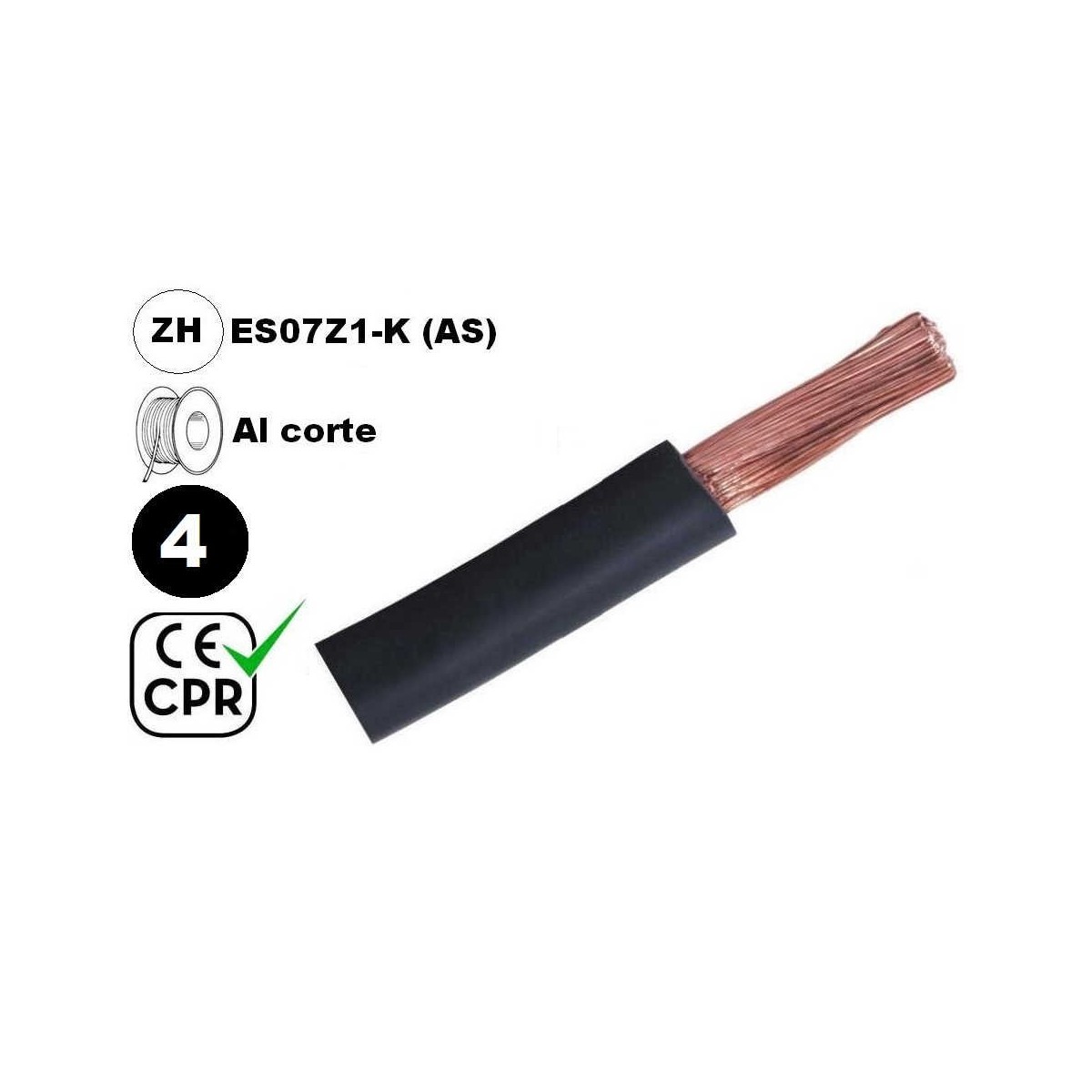Cable flexible 1x2.5mm2 negro libre halogenos 750v CE CPR Al Corte