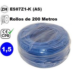 Cable flexible 1x1.5mm2 azul libre halogenos 750v CE CPR 100 Metros