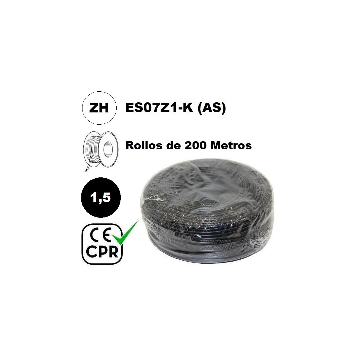 Cable flexible 1x1.5mm2 azul libre halogenos 750v CE CPR 100 Metros
