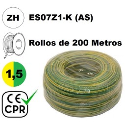 Cable flexible 1x1.5mm2 azul libre halogenos 750v CE CPR 100 Metros