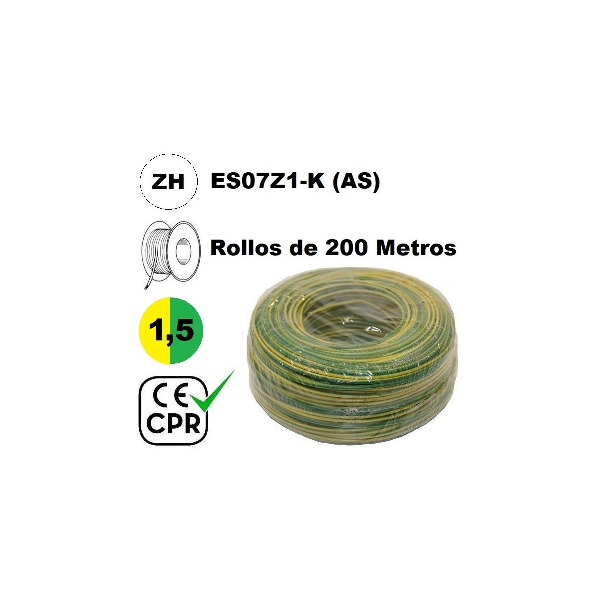 Cable flexible 1x1.5mm2 azul libre halogenos 750v CE CPR 100 Metros