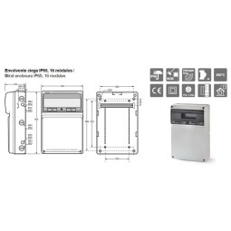 Caja automaticos superficie estanca 16 elementos+zocalo Famatel 3952