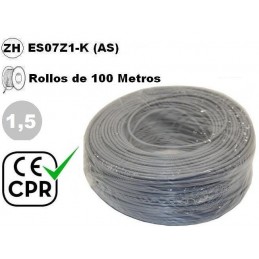 Cable flexible 1x1.5mm2 gris libre halogenos 750v CE CPR 100 Metros