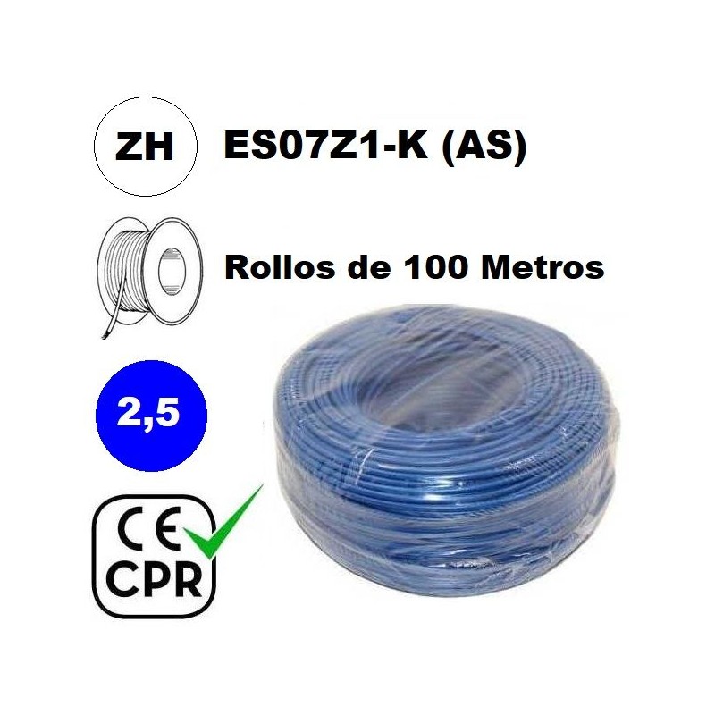 Cable flexible 1x2.5mm2 azul libre halogenos 750v CE CPR 100 Metros