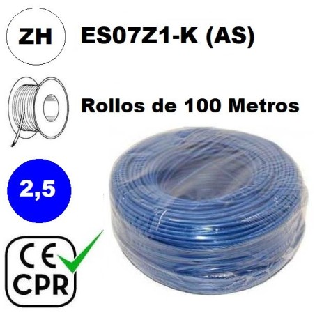 Cable flexible 1x2.5mm2 azul libre halogenos 750v CE CPR 100 Metros