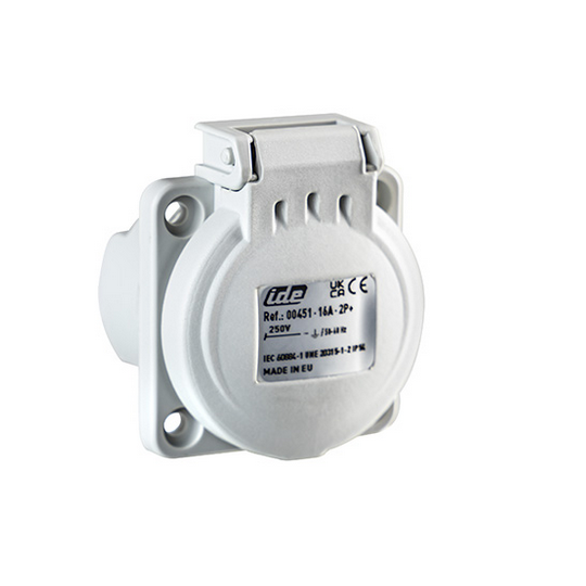 Base schuko trascuadro 2P+T 16A 230V gris Ide 00451