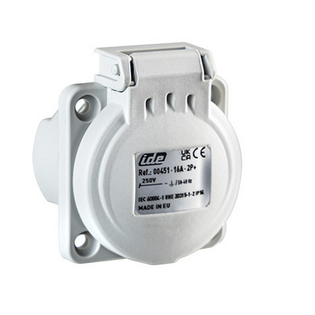 Base schuko trascuadro 2P+T 16A 230V gris Ide 00451