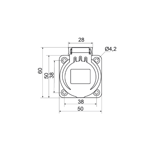 Base schuko trascuadro 2P+T 16A 230V gris Ide 00451