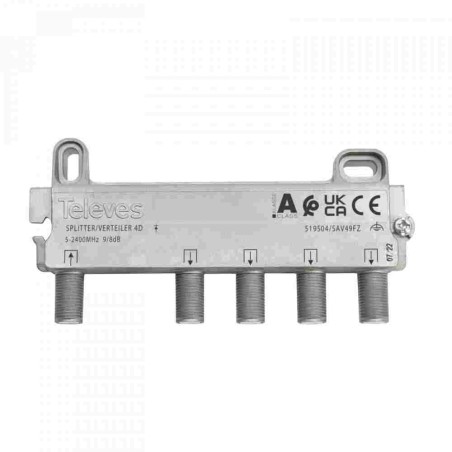 Repartidor 4 salidas 5/2400MHz 9/8dB F Televes 519504