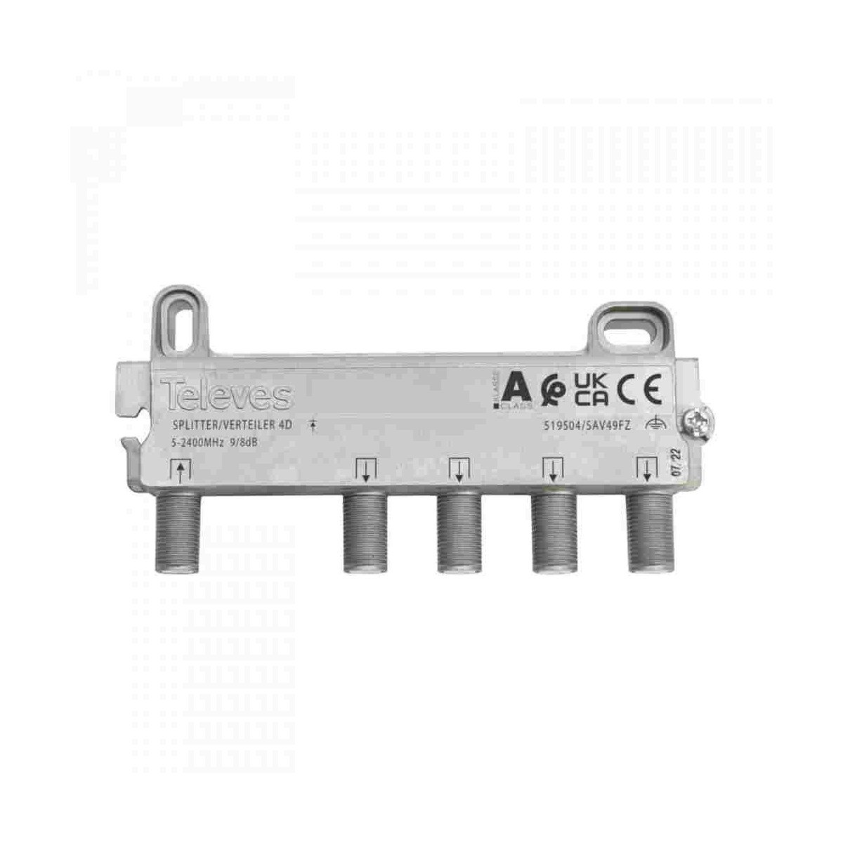Repartidor 4 salidas 5/2400MHz 9/8dB F Televes 519504