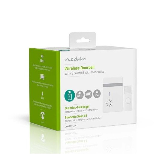 Timbre Inalambrico sin cables 32 melodias 80dB alcance 300 metros a pilas
