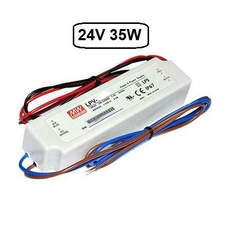 Fuente alimentacion 24V DC 1.5A 35W IP67 Mean Well LPV-35-24