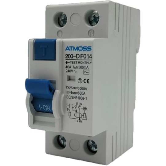Diferencial 2P 40A 300mA Tipo AC 6kA ATMOSS 200-DIF014