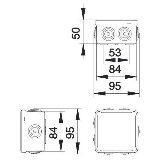 Caja de registro estanca 84x84x50mm Ide EP088