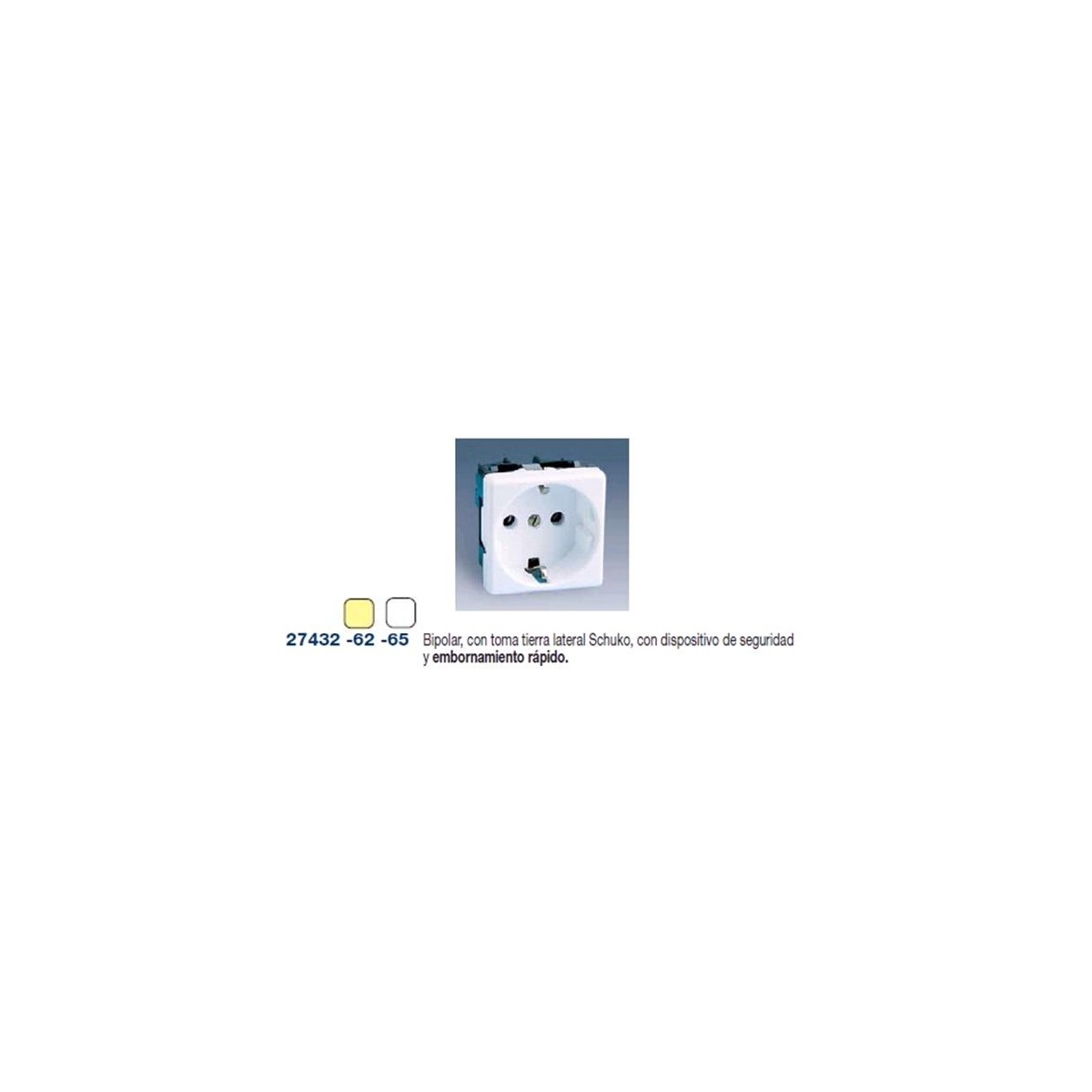 Base schuko 2P+TT 16A ancha blanca con dispositivo de seguridad Simon 27432-65