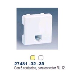 Toma de telefono RJ12 6 contactos ancha blanca Simon 27481-35