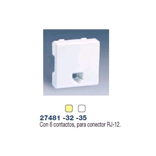 Toma de telefono RJ12 6 contactos ancha blanca Simon 27481-35