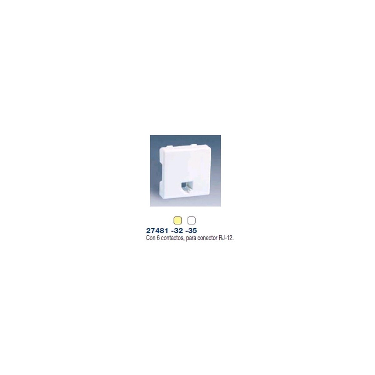 Toma de telefono RJ12 6 contactos ancha blanca Simon 27481-35