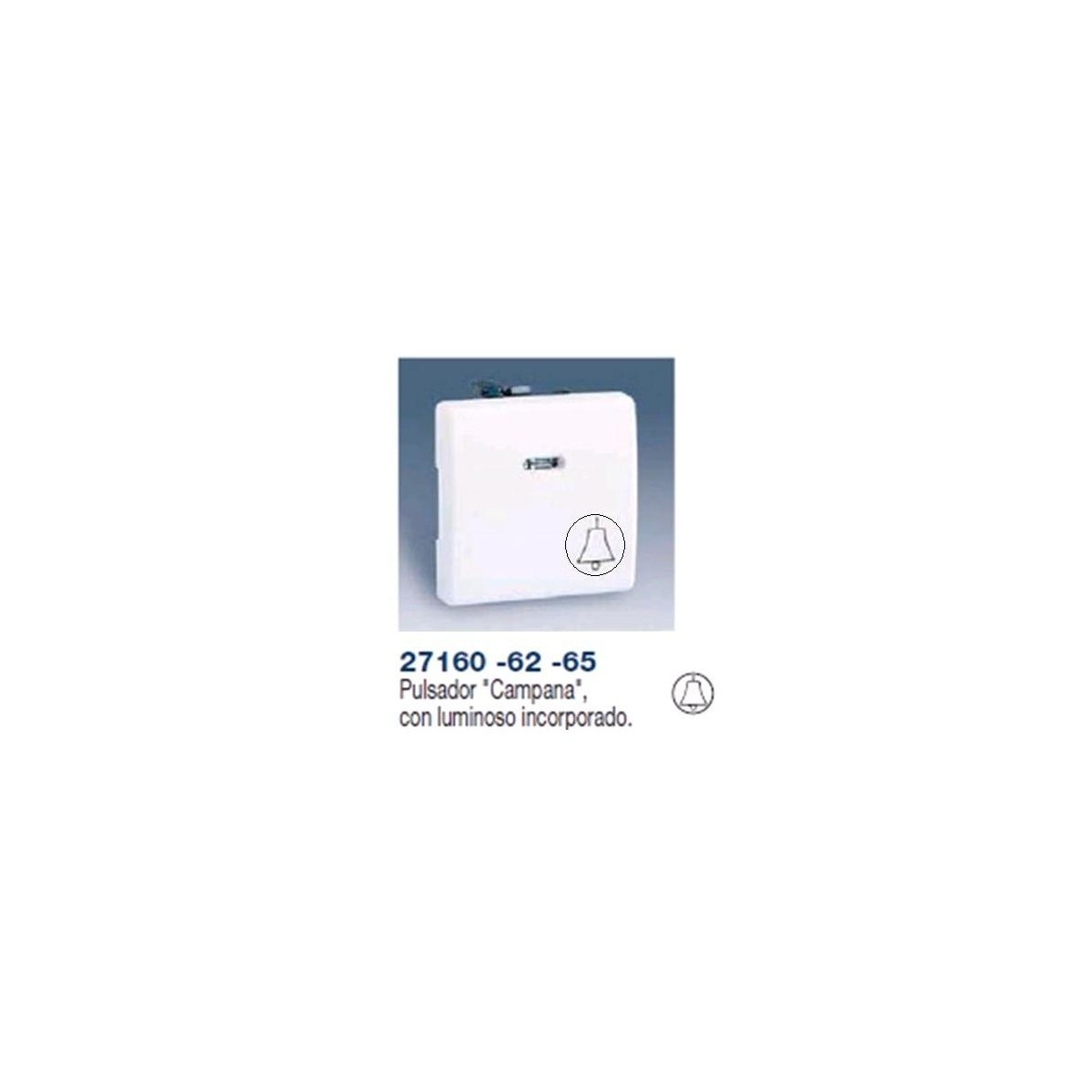 PULSADOR ANCHO MARFIL SIMBOLO CAMPANA CON VISOR SIMON 27160-62