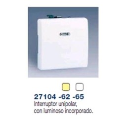 INTERRUPTOR UNIPOLAR ANCHO MARFIL CON LUMINOSO INCORPORADO SIMON 27104-62