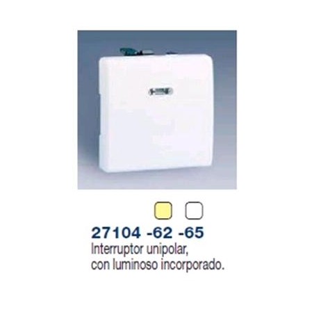 INTERRUPTOR UNIPOLAR ANCHO MARFIL CON LUMINOSO INCORPORADO SIMON 27104-62