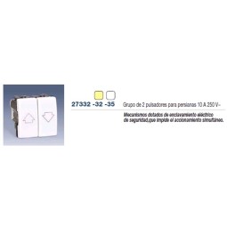 GRUPO DE 2 PULSADORES CON ENCLAVAMIENTO PARA PERSIANA MARFIL SIMON 27332-32