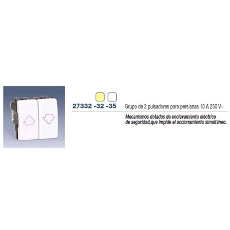 GRUPO DE 2 PULSADORES CON ENCLAVAMIENTO PARA PERSIANA MARFIL SIMON 27332-32