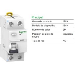 Interruptor Diferencial 2P 25Amp 30mA A9R60225 Schneider Electric