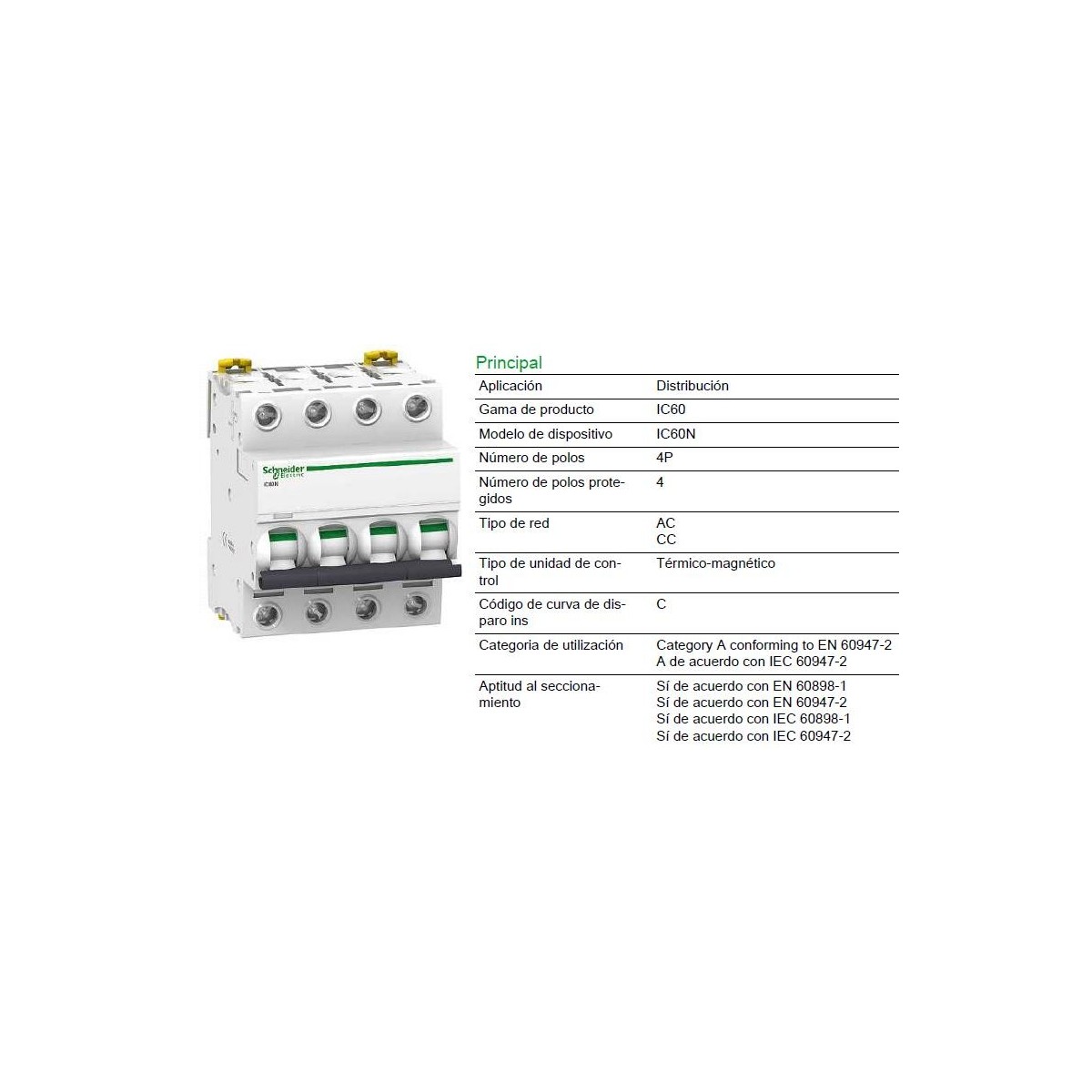Magnetotermico 4P 10Amp Curva C 6KA A9F79410 Schneider Electric