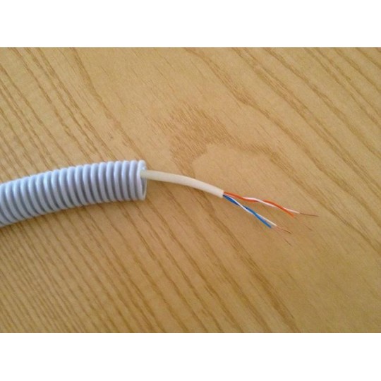 Tubo precableado 20mm + Cable de telefono 2 pares 2x2x0.51mm2 Rollo 50 Mts