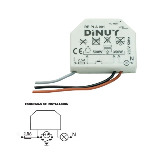 Regulador de luz 500w Dinuy RE PLA 001