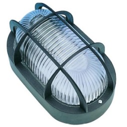 Plafon estanco 60W E-27 oval negro IP44