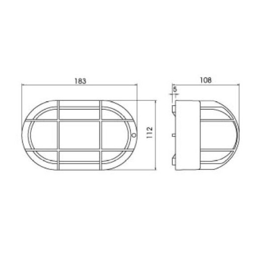 Plafon estanco 60W E-27 oval negro IP44