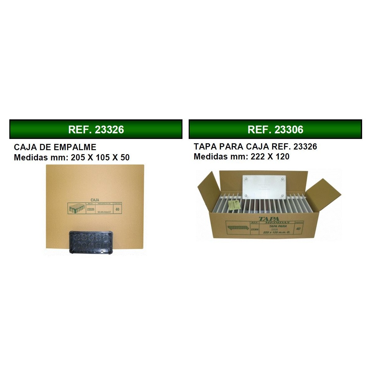 Caja de registro de empotrar 100x200x50mm con tapa Seavi