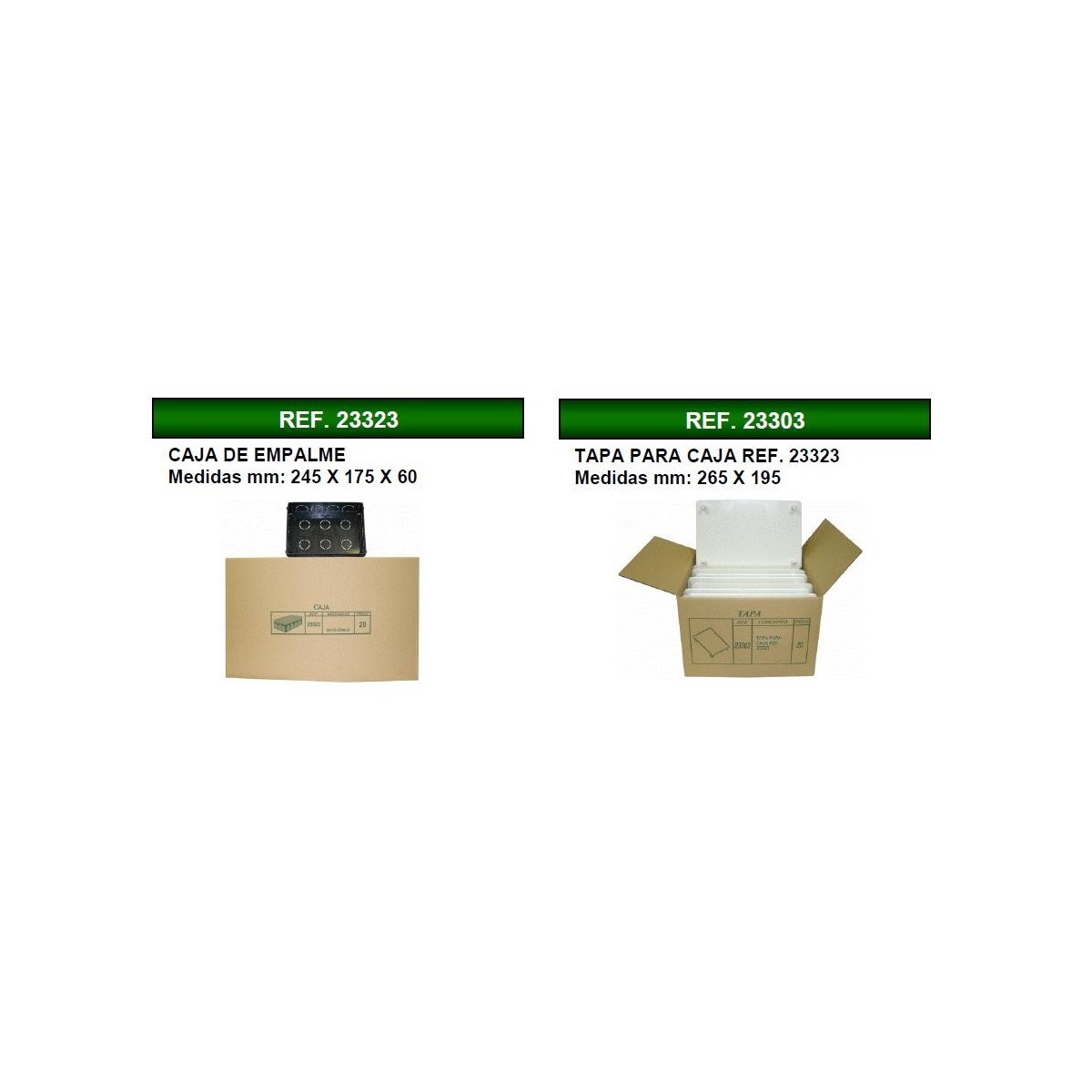 Caja de registro de empotrar 245x175x60mm con tapa Seavi