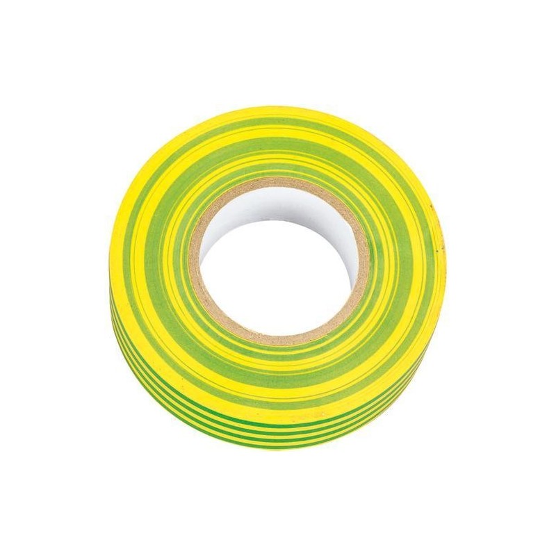 Cinta aislante adhesiva amarillo verde 20 m x 19mm