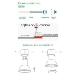 50 Portalamparas GU10 230V para bombillas halogenas dicroicas
