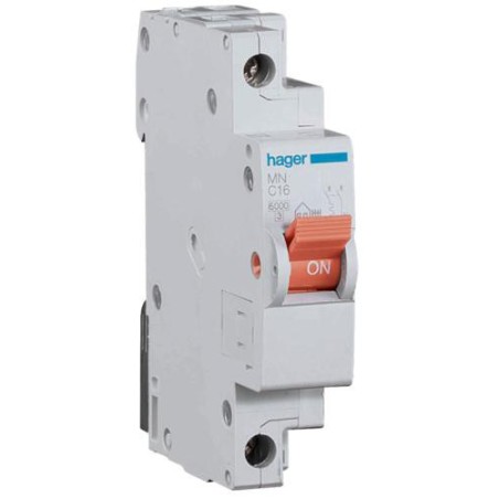 Magnetotermico estrecho 1P+N 10A Curva C 6KA Hager MN910V