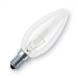 Bombilla vela E14 25W 12V lisa clara